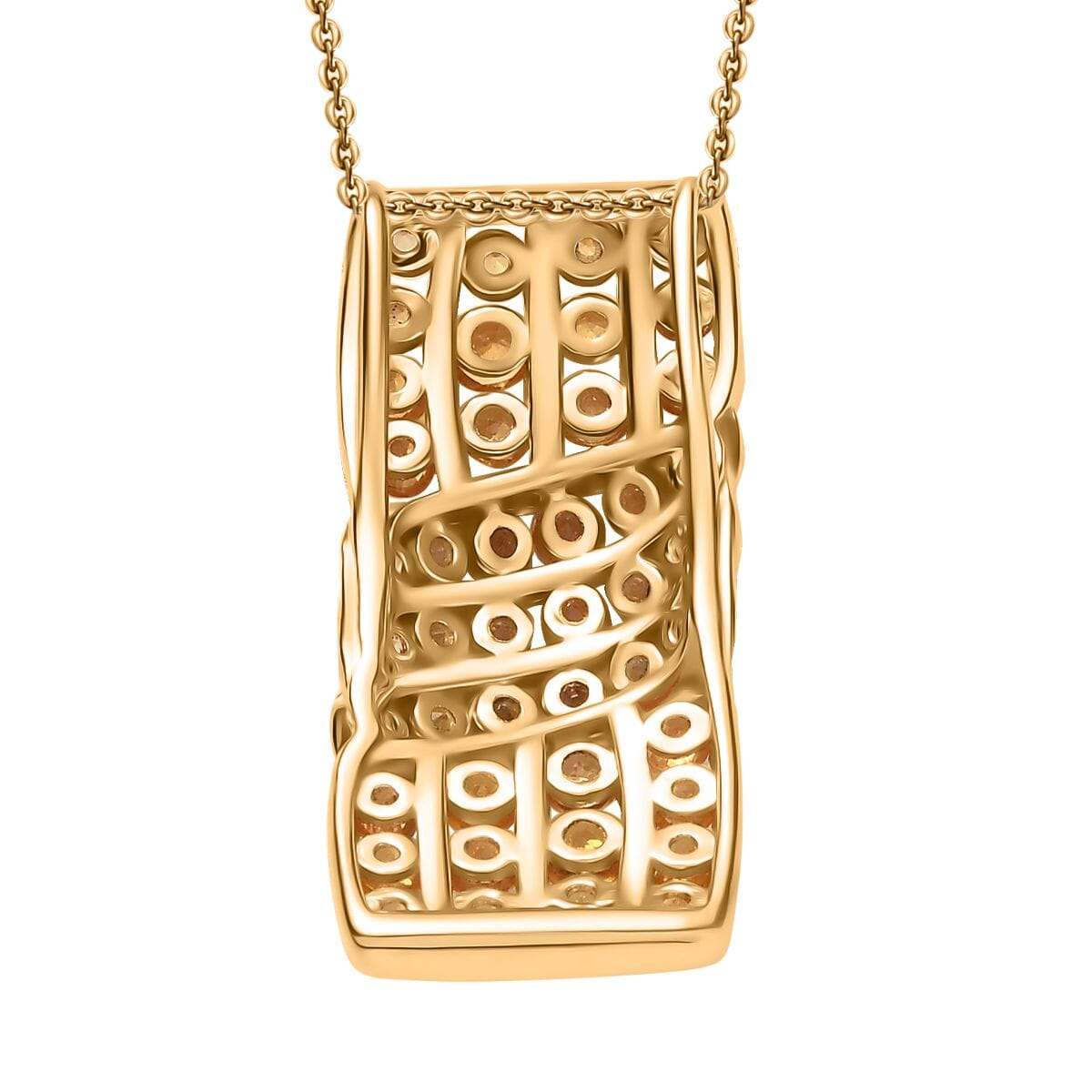 D'Joy Madagascar Orange Sapphire 3.50 ctw Wave Pendant Necklace in 18K Vermeil Yellow Gold Over Sterling Silver 20 Inches image number 4