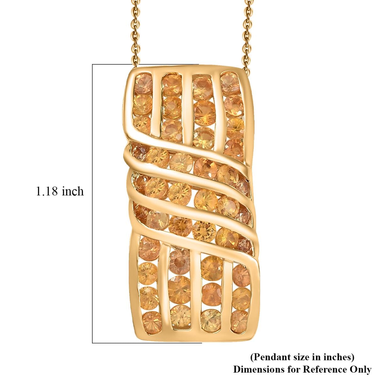 D'Joy Madagascar Orange Sapphire 3.50 ctw Wave Pendant Necklace in 18K Vermeil Yellow Gold Over Sterling Silver 20 Inches image number 5