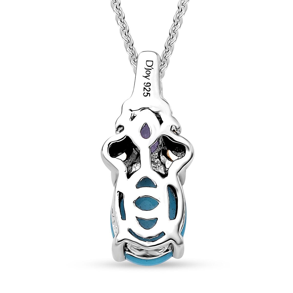 Sleeping Beauty Turquoise and Tanzanite 1.75 ctw Pendant Necklace in 18K Vermeil YG and Rhodium Over Sterling Silver 20 Inches image number 4