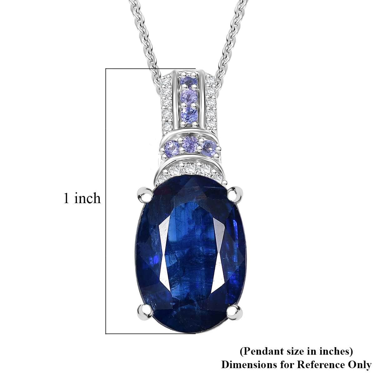 Kashmir Kyanite and Multi Gemstone 8.10 ctw Pendant Necklace in Rhodium Over Sterling Silver 20 Inches image number 6