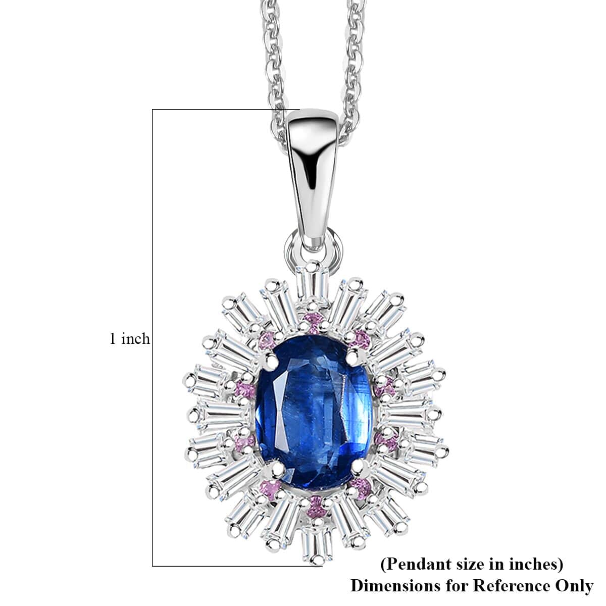 Kashmir Kyanite and Multi Gemstone 2.80 ctw Scarlet Starburst Pendant Necklace in Rhodium Over Sterling Silver 20 Inches image number 6