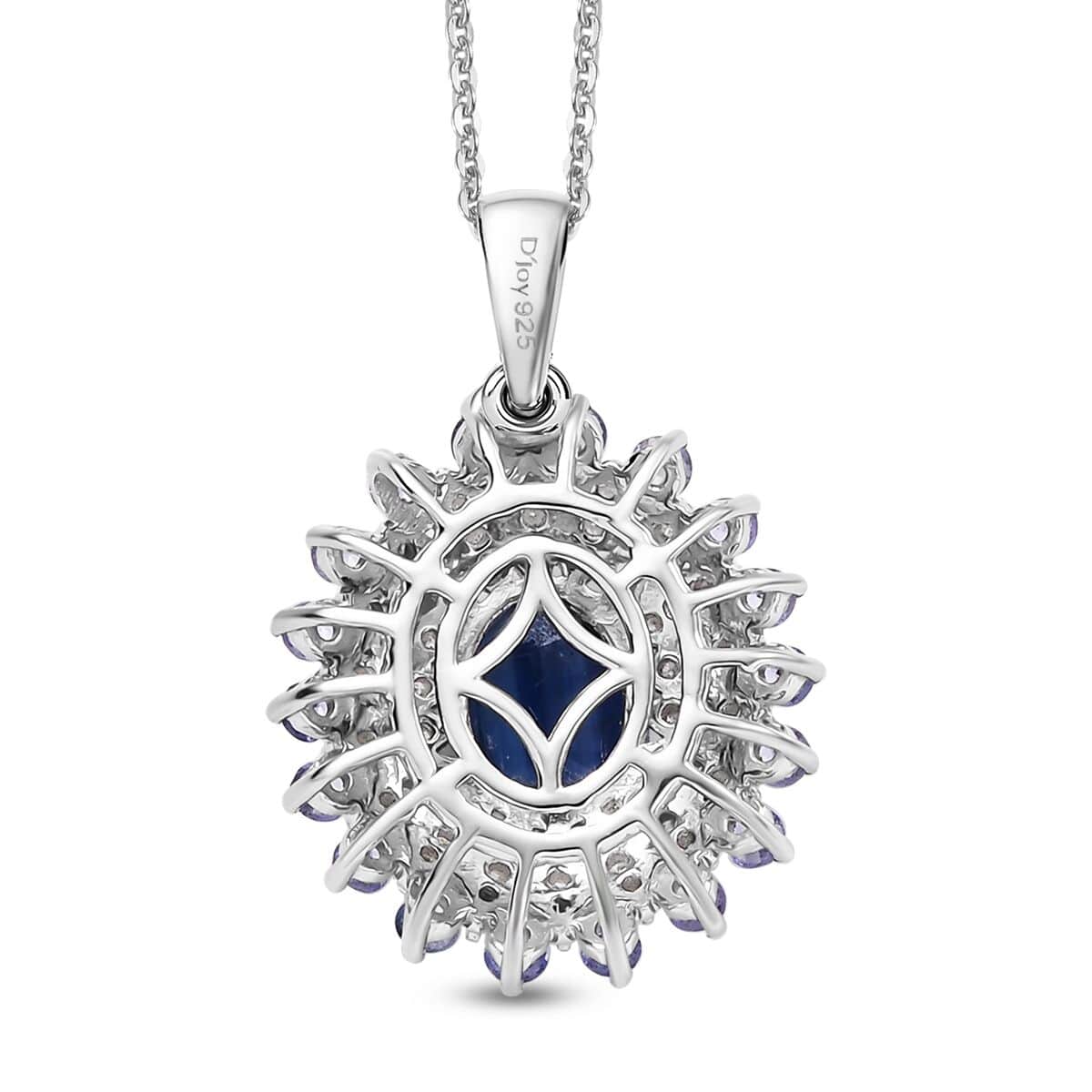 Kashmir Kyanite and Multi Gemstone 2.75 ctw Floral Pendant Necklace in Rhodium Over Sterling Silver 20 Inches image number 4