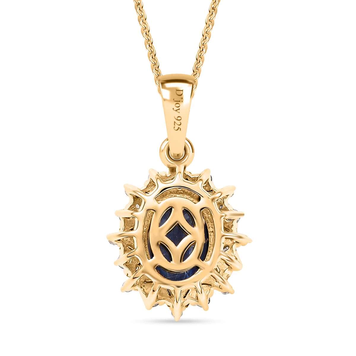 Kashmir Kyanite, Natural Champagne and White Diamond 2.90 ctw Starburst Pendant Necklace in 18K Vermeil Yellow Gold Over Sterling Silver 20 Inches image number 4