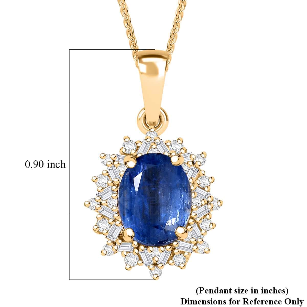 Kashmir Kyanite, Natural Champagne and White Diamond 2.90 ctw Starburst Pendant Necklace in 18K Vermeil Yellow Gold Over Sterling Silver 20 Inches image number 6