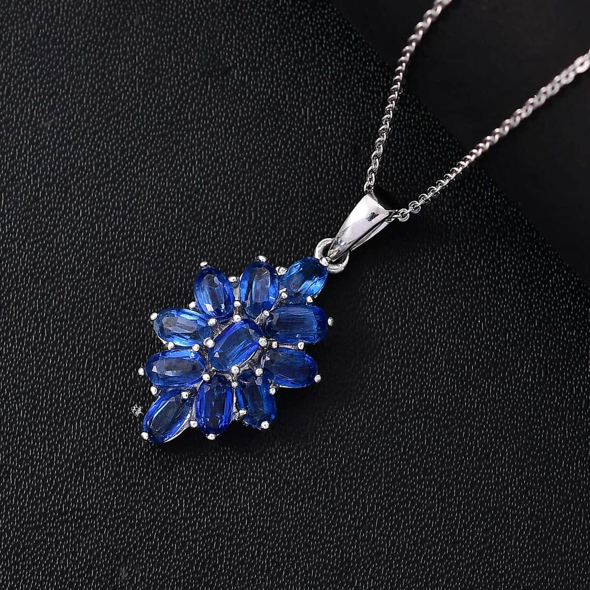 Kashmir Kyanite 3.75 ctw Floral Pendant Necklace in Rhodium Over Sterling Silver 20 Inches image number 1