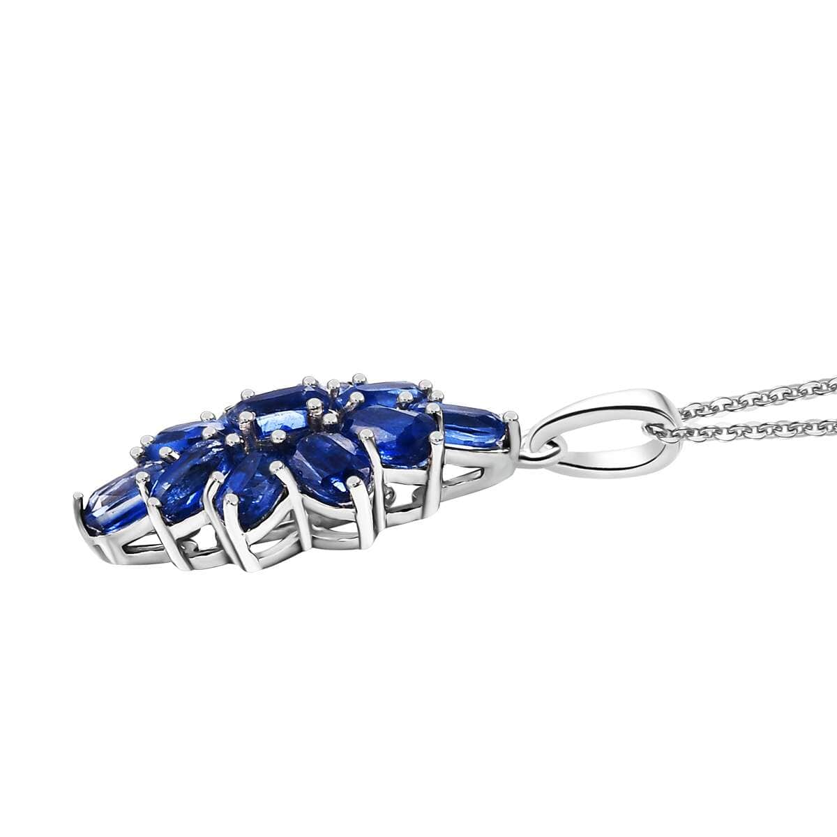 Kashmir Kyanite 3.75 ctw Floral Pendant Necklace in Rhodium Over Sterling Silver 20 Inches image number 3