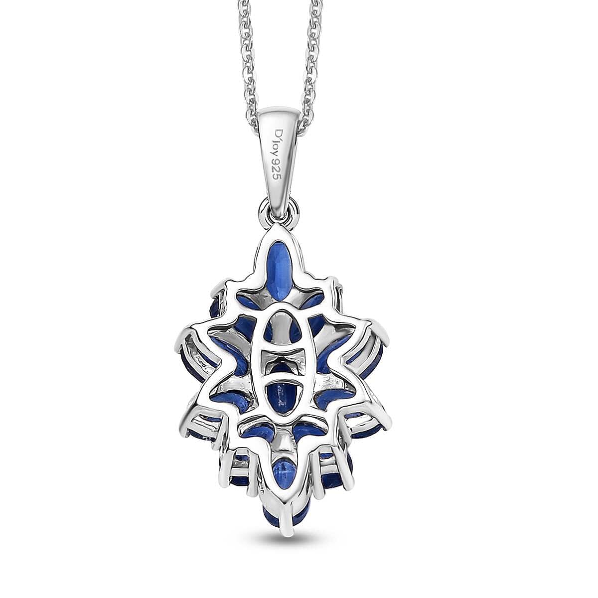 Kashmir Kyanite 3.75 ctw Floral Pendant Necklace in Rhodium Over Sterling Silver 20 Inches