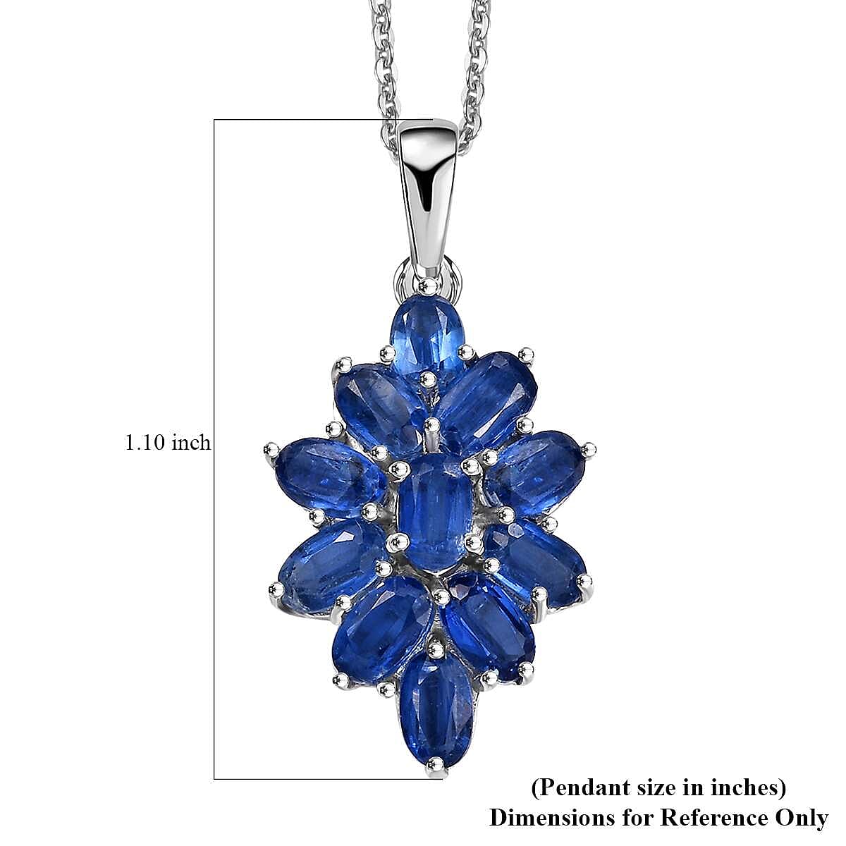 Kashmir Kyanite 3.75 ctw Floral Pendant Necklace in Rhodium Over Sterling Silver 20 Inches