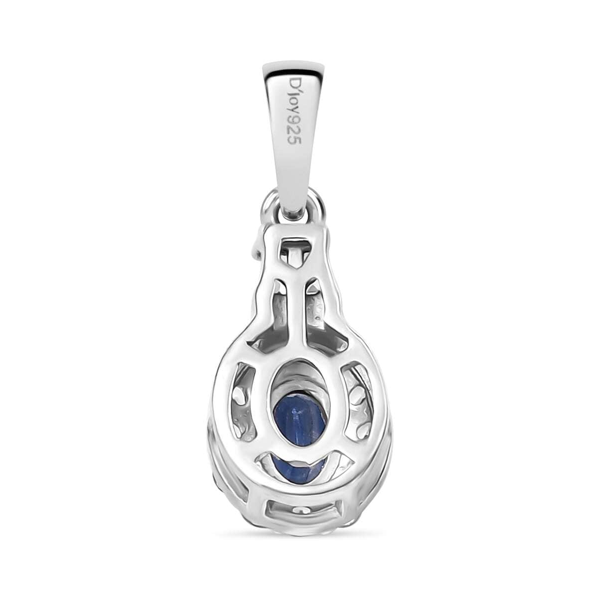 Kashmir Kyanite and White Zircon 2.30 ctw Halo Ring (Size 7.0) and Pendant Necklace in Rhodium Over Sterling Silver 20 Inches image number 7