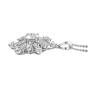 Doorbuster D'Joy Crisantemo Cut Moissanite 3.50 ctw Snowflake Sparkle Pendant Necklace in Rhodium Over Sterling Silver 20 Inches