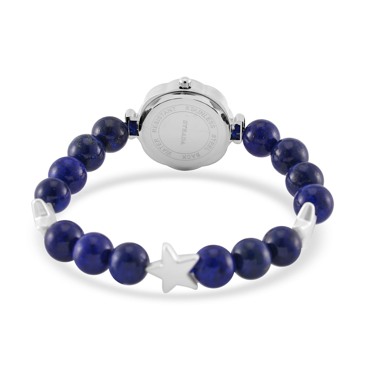 2pcs Set - Strada Lapis Lazuli, Crystal Japanese Movement Beaded Stretch Bracelet Charm Watch and Bracelet with Resin Star (7-7.5In) 24.00 ctw image number 4
