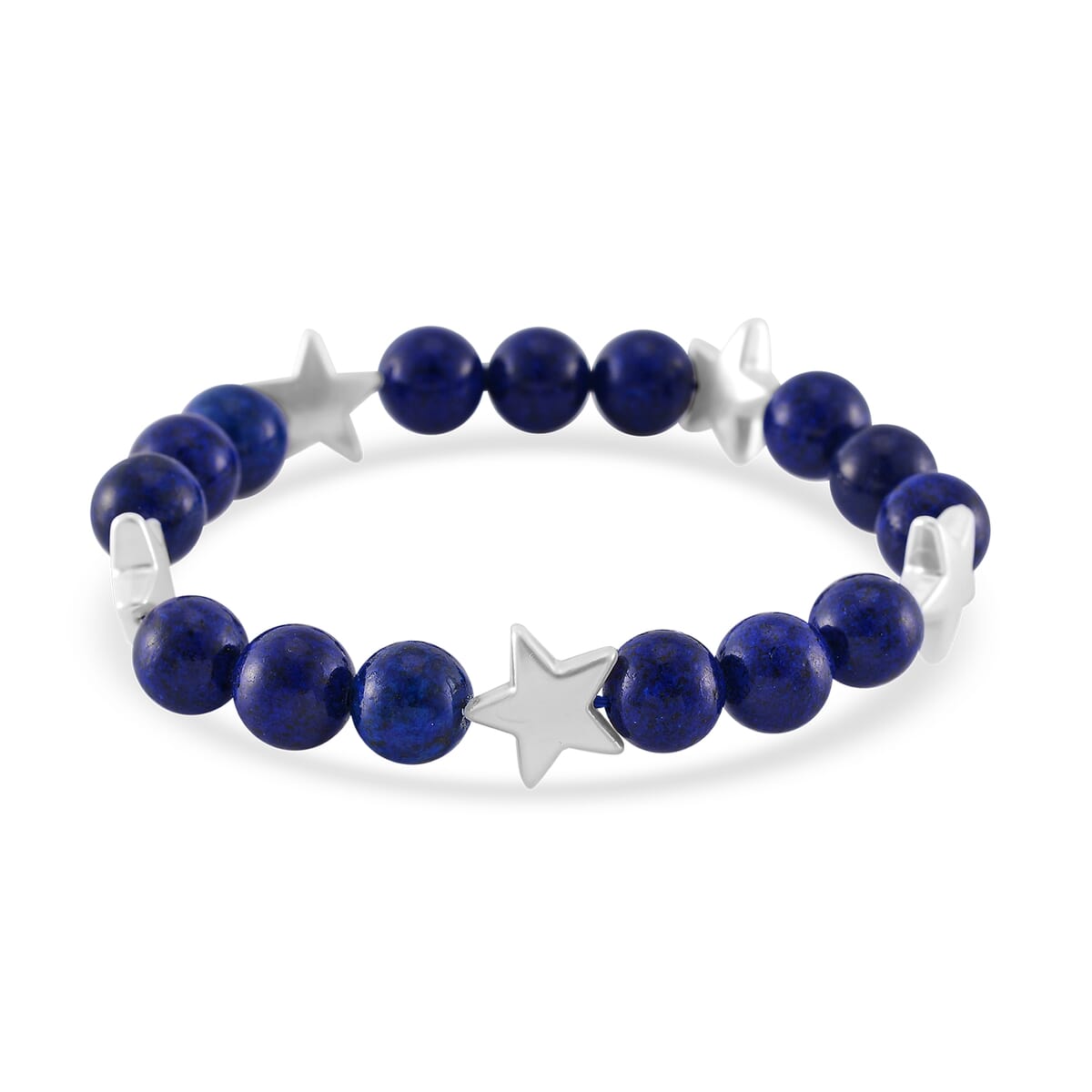 2pcs Set - Strada Lapis Lazuli, Crystal Japanese Movement Beaded Stretch Bracelet Charm Watch and Bracelet with Resin Star (7-7.5In) 24.00 ctw image number 6