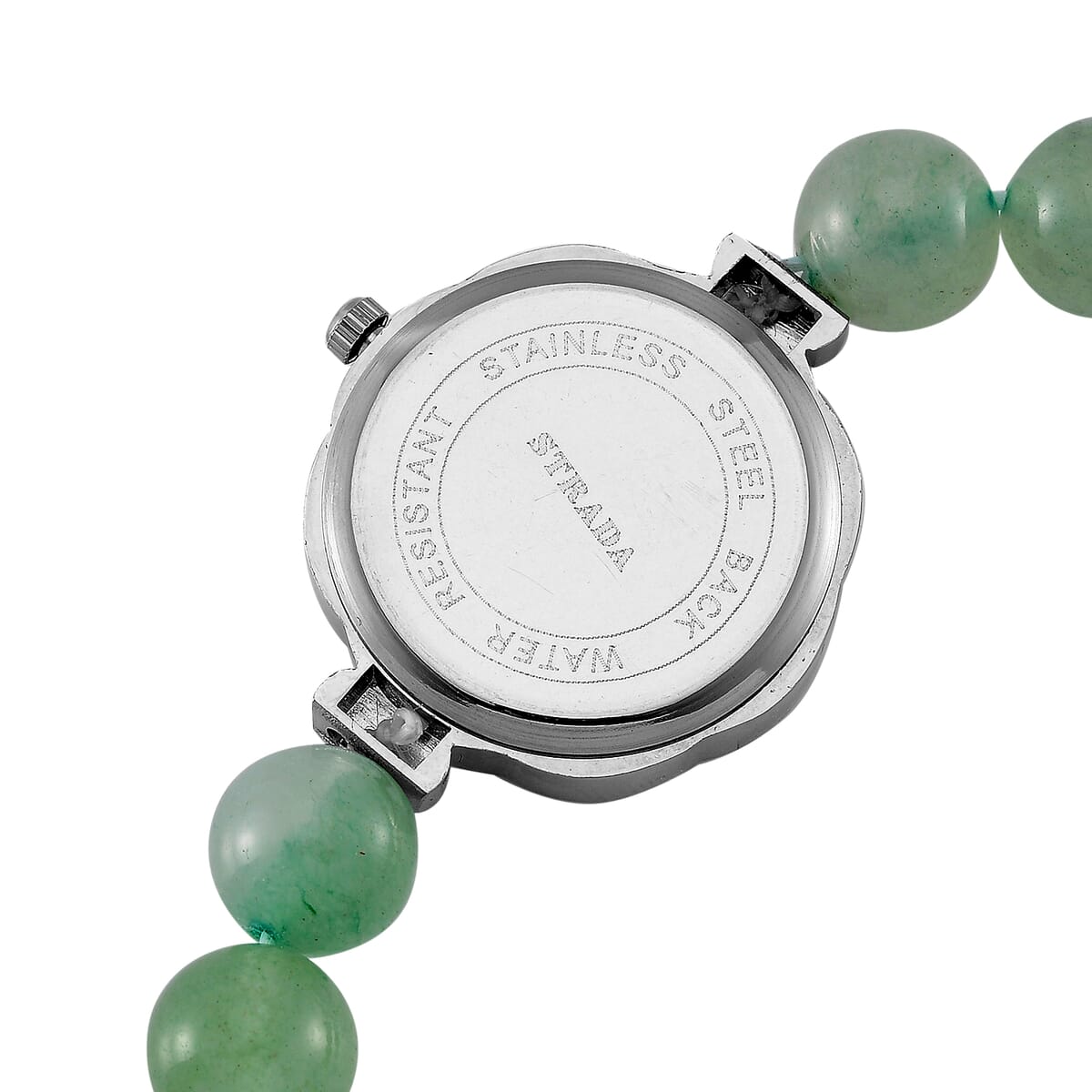 2pcs Set - Strada Green Aventurine, Crystal Japanese Movement Beaded Stretch Bracelet Charm Watch and Bracelet with Resin Star (7-7.5In) 24.00 ctw image number 5