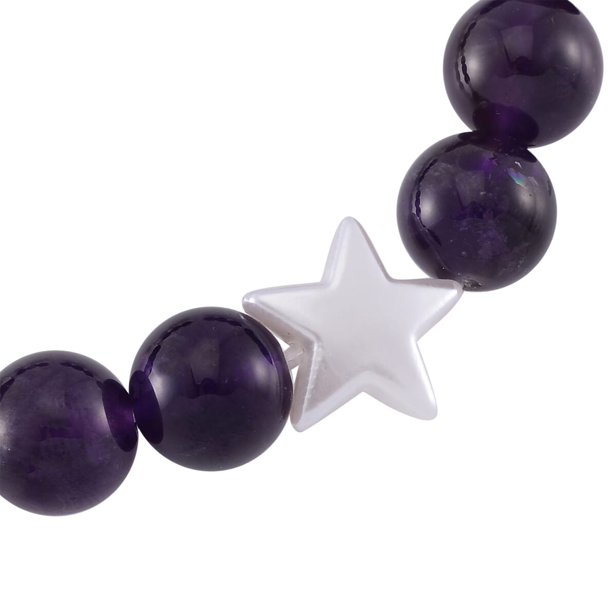 2pcs Set - Strada African Amethyst, Crystal Japanese Movement Beaded Stretch Bracelet Charm Watch and Bracelet with Resin Star (7-7.5In) 24.00 ctw image number 7