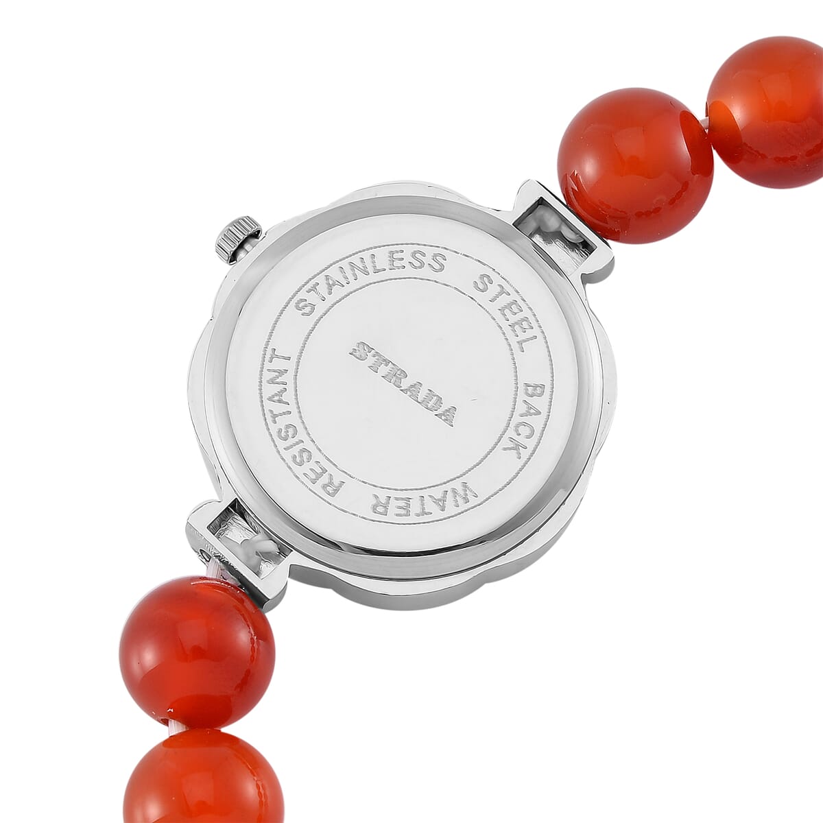 2pcs Set - Strada Carnelian, Crystal Japanese Movement Beaded Stretch Bracelet Charm Watch and Bracelet with Resin Star (7-7.5In) 24.00 ctw image number 5