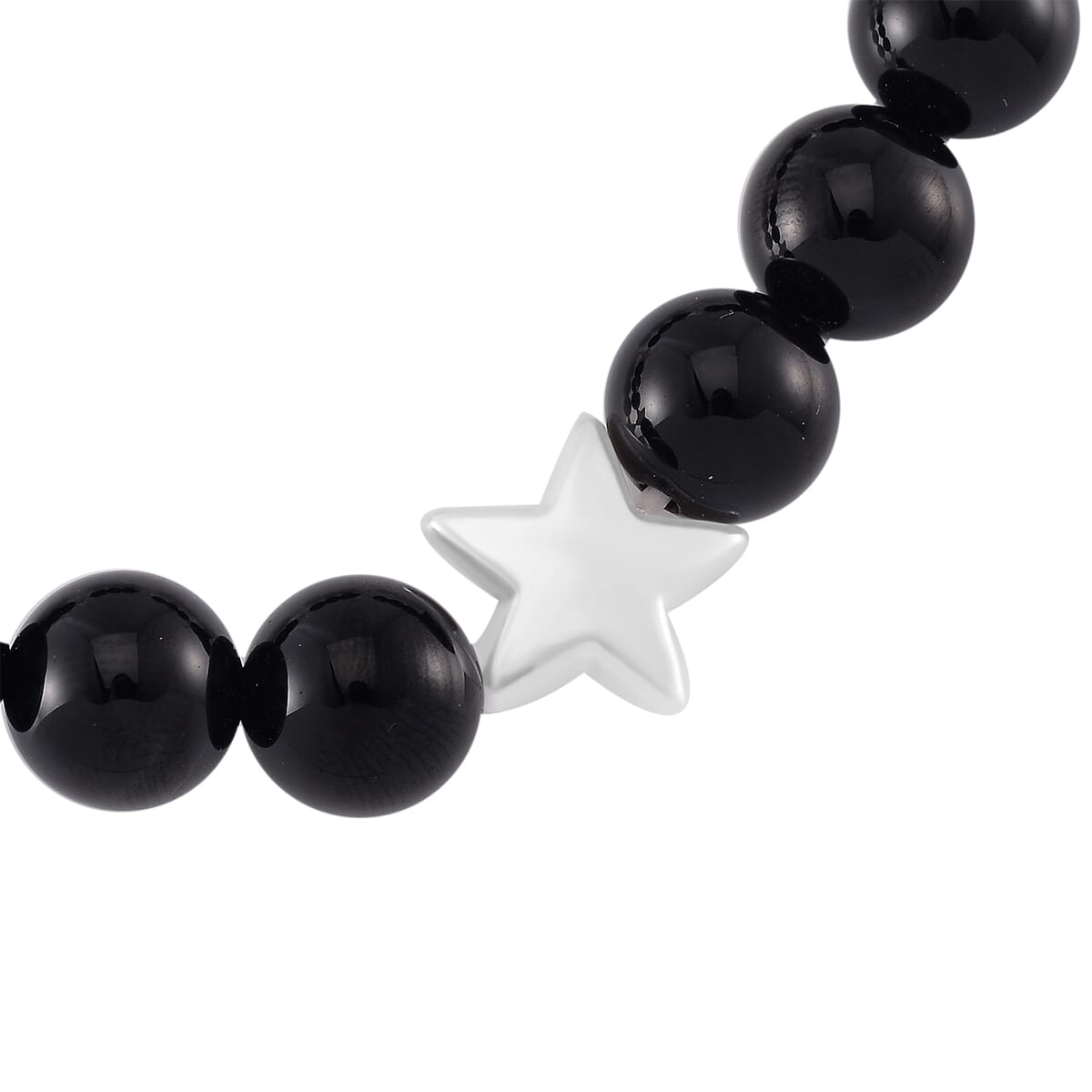 2 Piece Set - Black Agate (D), Crystal Japanese Movement Beaded Stretch Bracelet Charm Watch and Bracelet with Resin Star (7-7.5In) 24.00 ctw image number 7