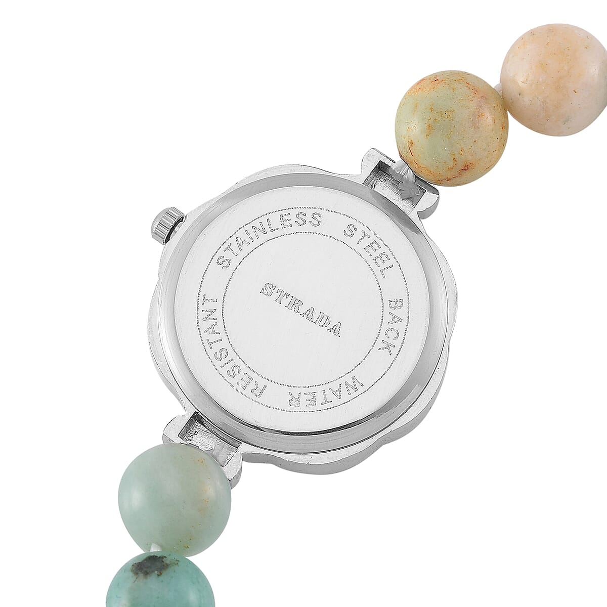 2pcs Set - Strada Mutli Color Amazonite, Crystal Japanese Movement Beaded Stretch Bracelet Charm Watch and Bracelet with Resin Star (7-7.5In) 24.00 ctw image number 5