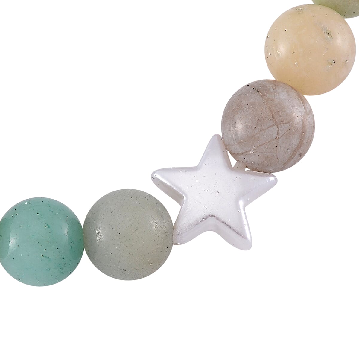 2pcs Set - Strada Mutli Color Amazonite, Crystal Japanese Movement Beaded Stretch Bracelet Charm Watch and Bracelet with Resin Star (7-7.5In) 24.00 ctw image number 7