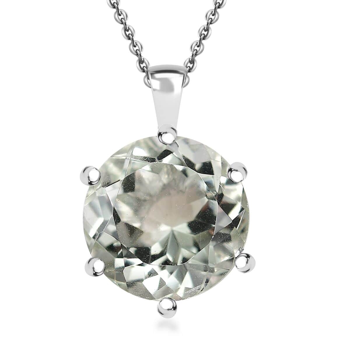 Montezuma Prasiolite 6.30 ctw Pendant Necklace in Rhodium Over Sterling Silver 20 Inches image number 0