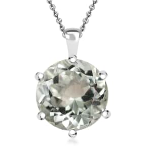 Montezuma Prasiolite 6.30 ctw Pendant Necklace in Rhodium Over Sterling Silver 20 Inches