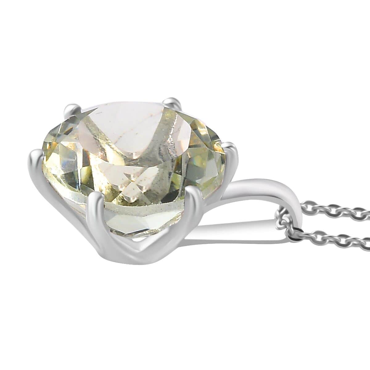 Montezuma Prasiolite 6.30 ctw Pendant Necklace in Rhodium Over Sterling Silver 20 Inches image number 3