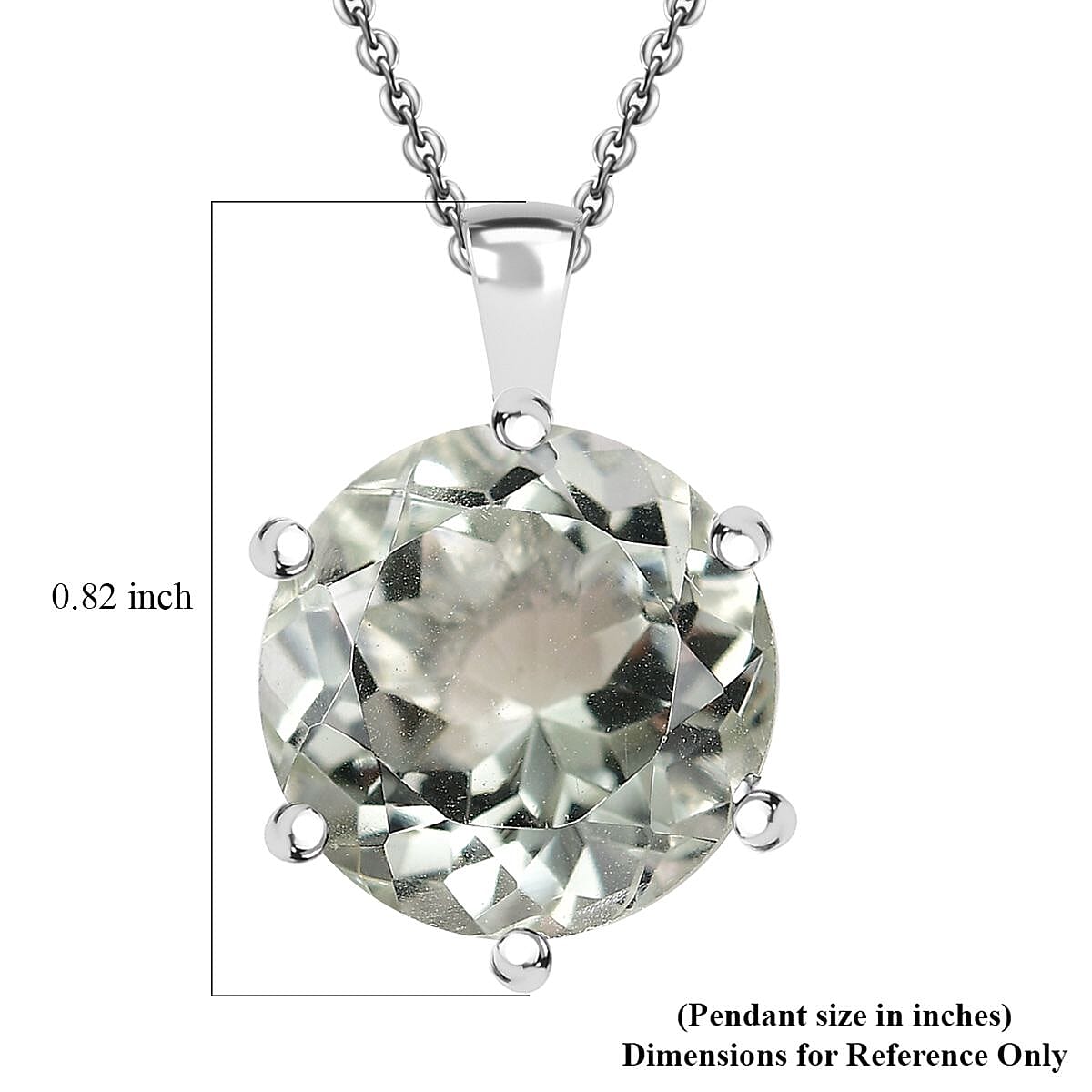 Montezuma Prasiolite 6.30 ctw Pendant Necklace in Rhodium Over Sterling Silver 20 Inches