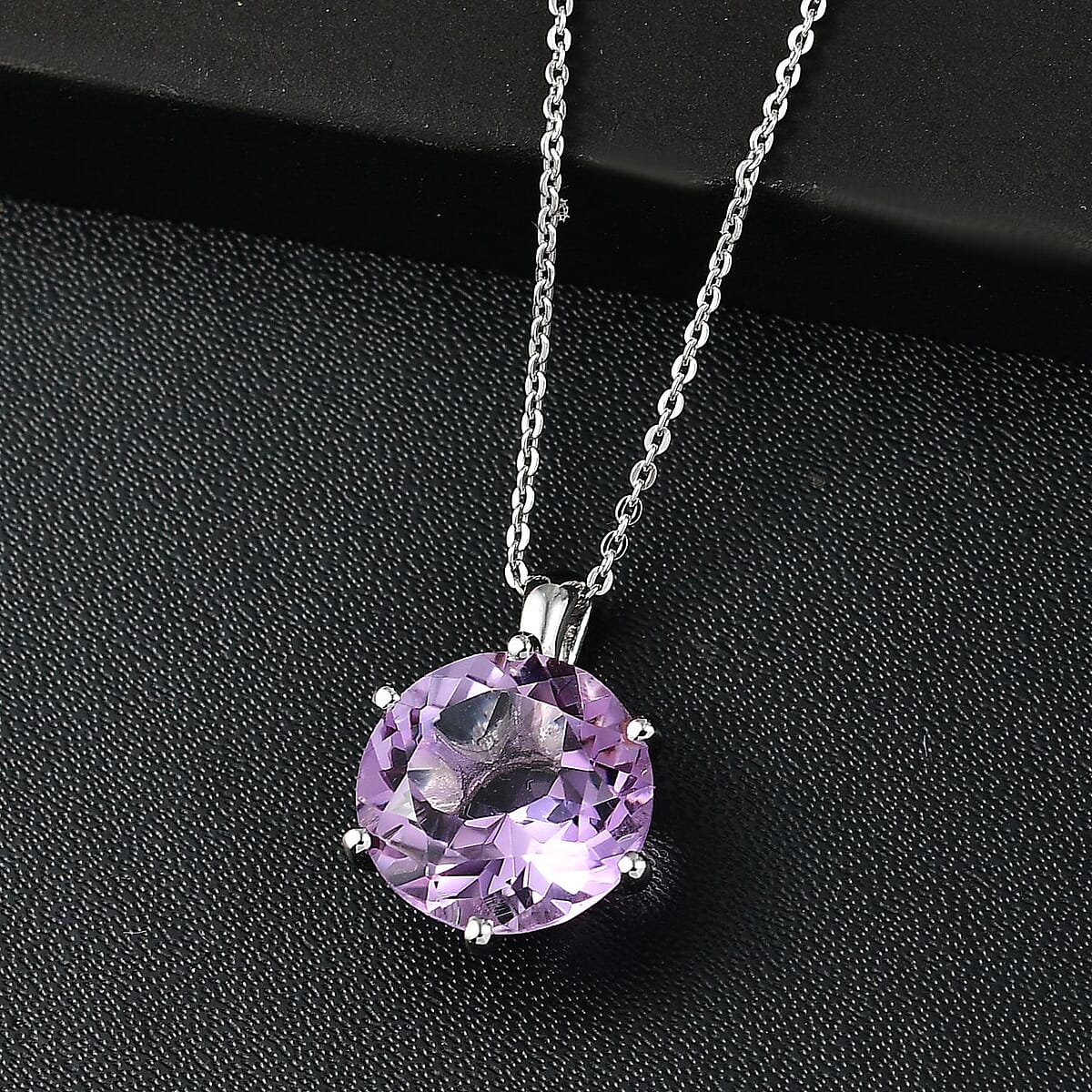 Rose De France Amethyst 5.70 ctw Pendant Necklace in Rhodium Over Sterling Silver 20 Inches image number 1