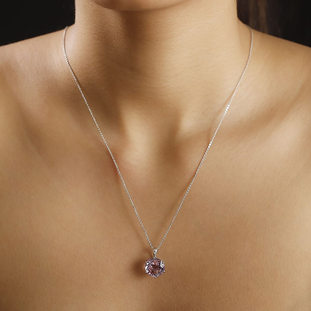 Rose De France Amethyst 5.70 ctw Pendant Necklace in Rhodium Over Sterling Silver 20 Inches image number 2