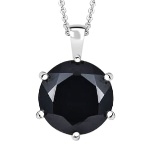 Thai Black Spinel 6.75 ctw Pendant Necklace in Rhodium Over Sterling Silver 20 Inches
