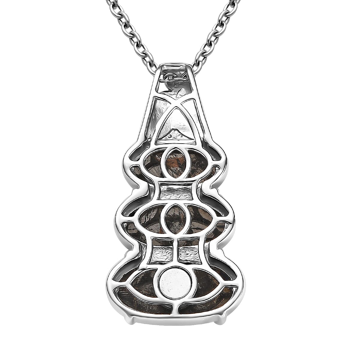 Matrix Silver Shungite 6.80 ctw Pendant in Platinum Over Copper with Stainless Steel Necklace (20 Inches)