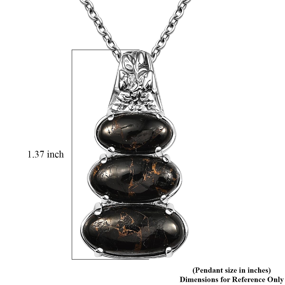 Matrix Silver Shungite 6.80 ctw Pendant in Platinum Over Copper with Stainless Steel Necklace (20 Inches)