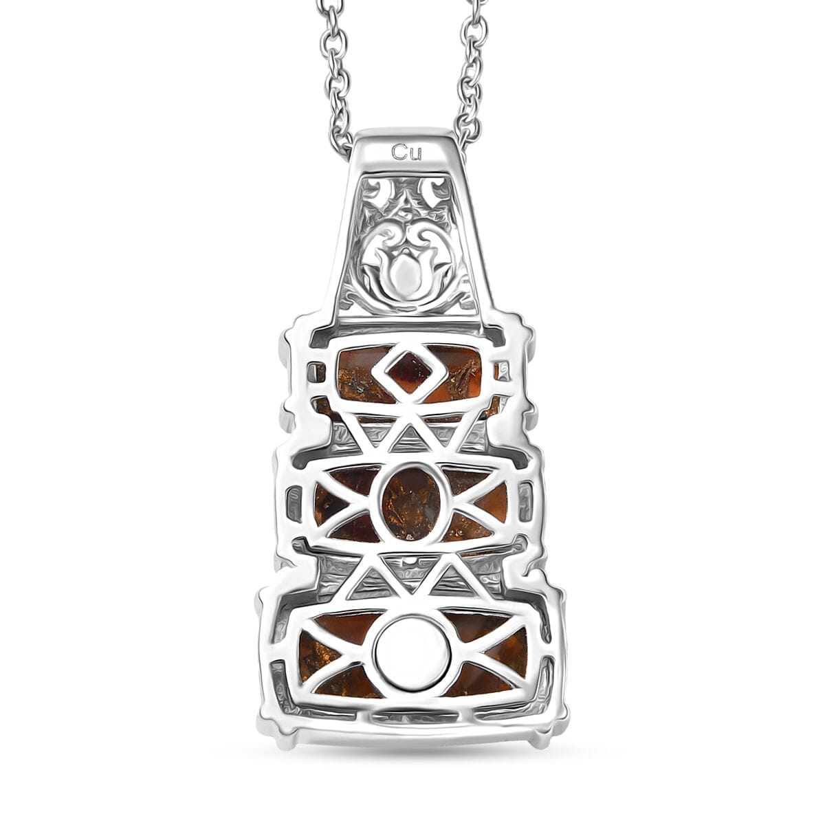 Matrix Fire Opal 9.90 ctw Pendant in Platinum Over Copper with Magnet Stainless Steel Necklace 20 Inches image number 3