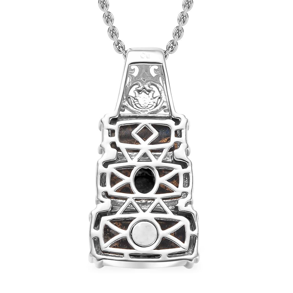 Matrix Silver Shungite 7.80 ctw Pendant in Platinum Over Copper with Stainless Steel Necklace (20 Inches) image number 4
