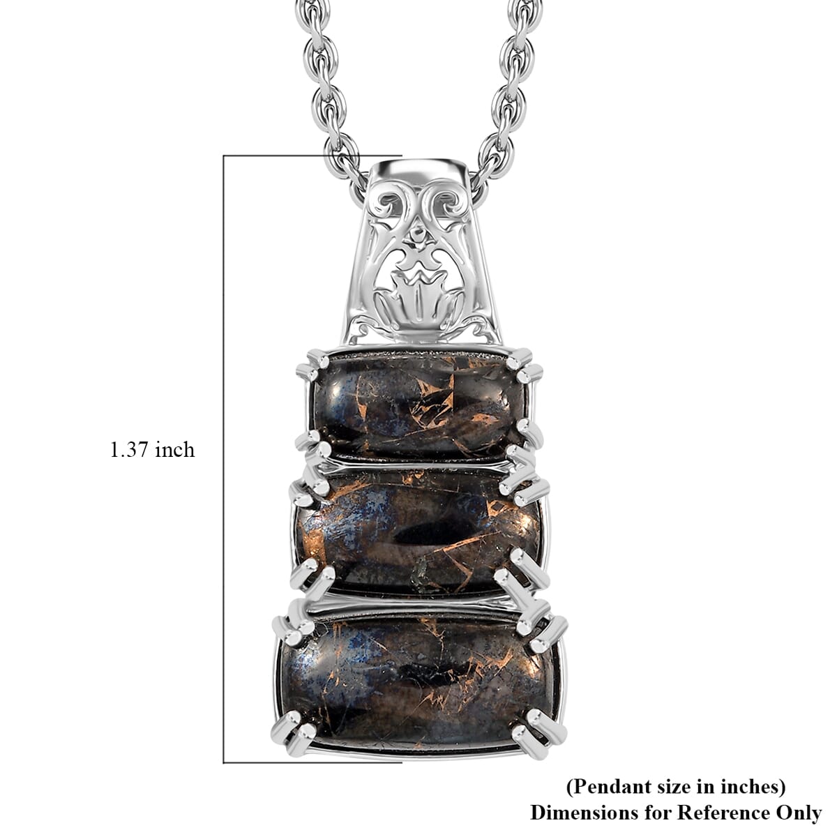 Matrix Silver Shungite 7.80 ctw Pendant in Platinum Over Copper with Stainless Steel Necklace (20 Inches) image number 6