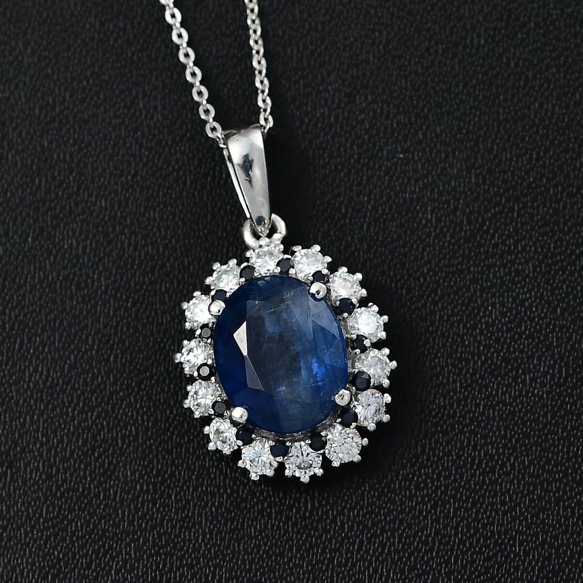 Kashmir Kyanite and Multi Gemstone 5.70 ctw Floral Pendant Necklace in Platinum Over Sterling Silver 20 Inches image number 1