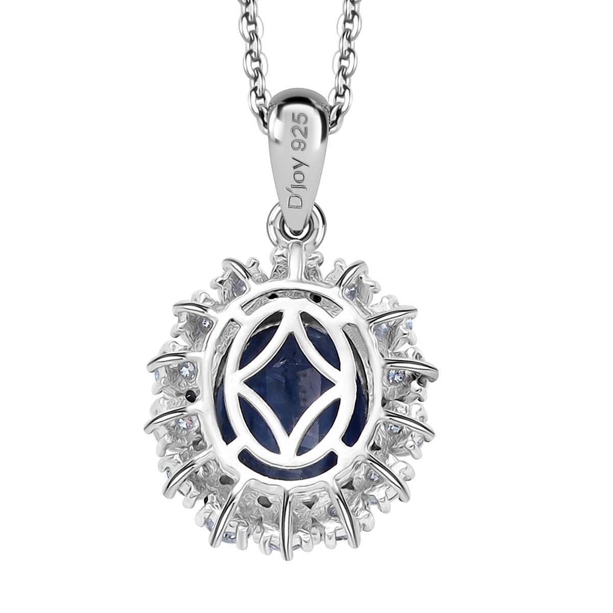 Kashmir Kyanite and Multi Gemstone 5.70 ctw Floral Pendant Necklace in Platinum Over Sterling Silver 20 Inches