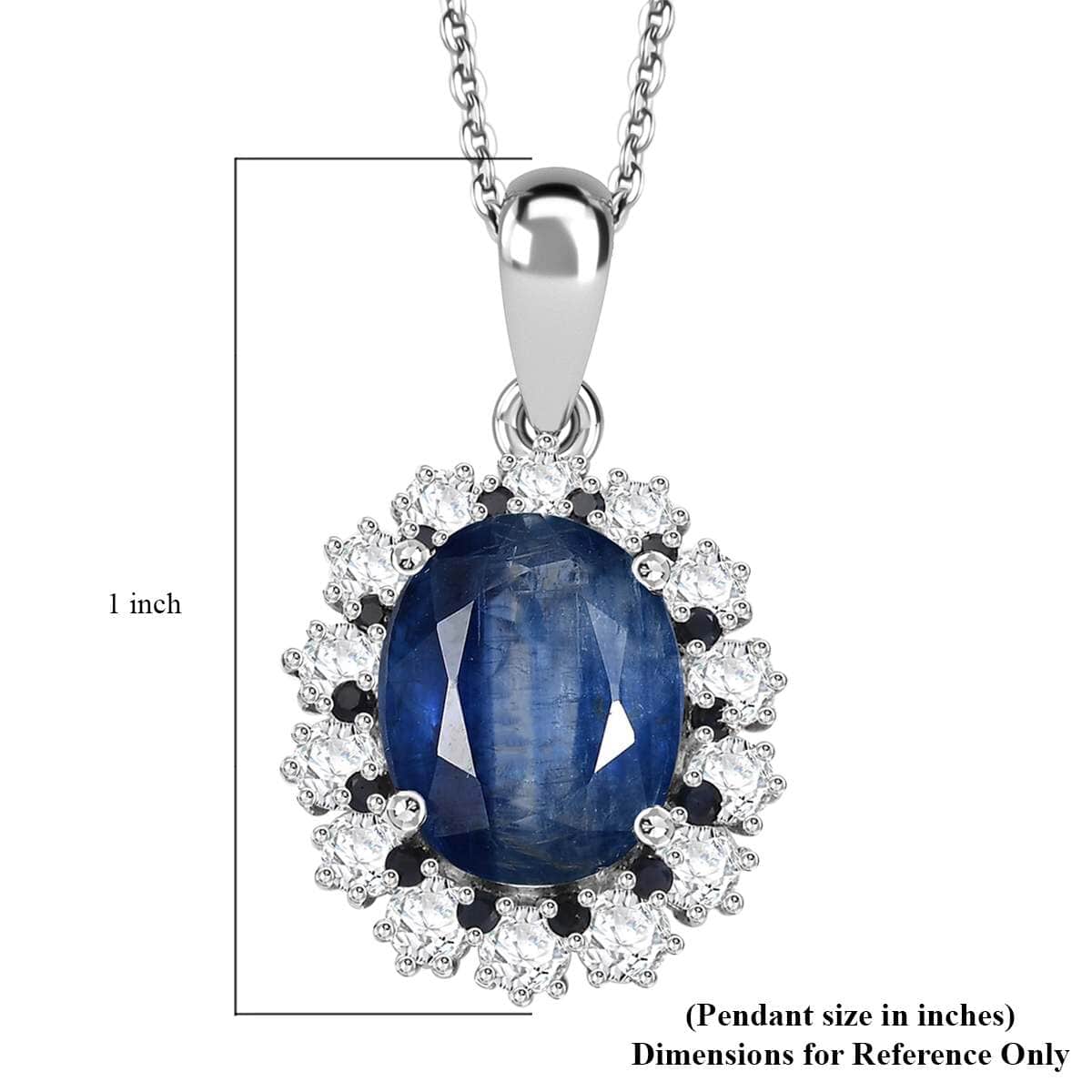 Kashmir Kyanite and Multi Gemstone 5.70 ctw Floral Pendant Necklace in Platinum Over Sterling Silver 20 Inches image number 5