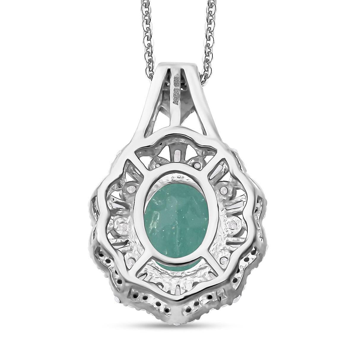 Grandidierite and Moissanite 3.60 ctw Ethereal Majesty Pendant Necklace in Rhodium Over Sterling Silver 20 Inches