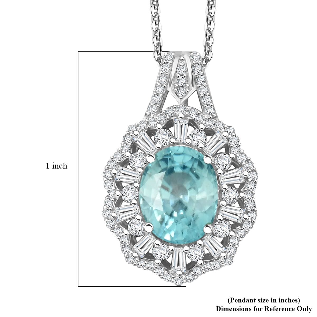 Cambodian Blue Zircon and Moissanite 4.90 ctw Ethereal Majesty Pendant Necklace in Rhodium Over Sterling Silver 20 Inches image number 5