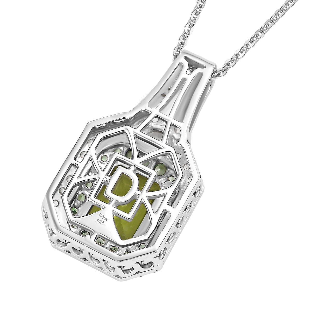 Hebei Peridot and Multi Gemstone 3.70 ctw Pendant Necklace in Rhodium Over Sterling Silver 20 Inches image number 4