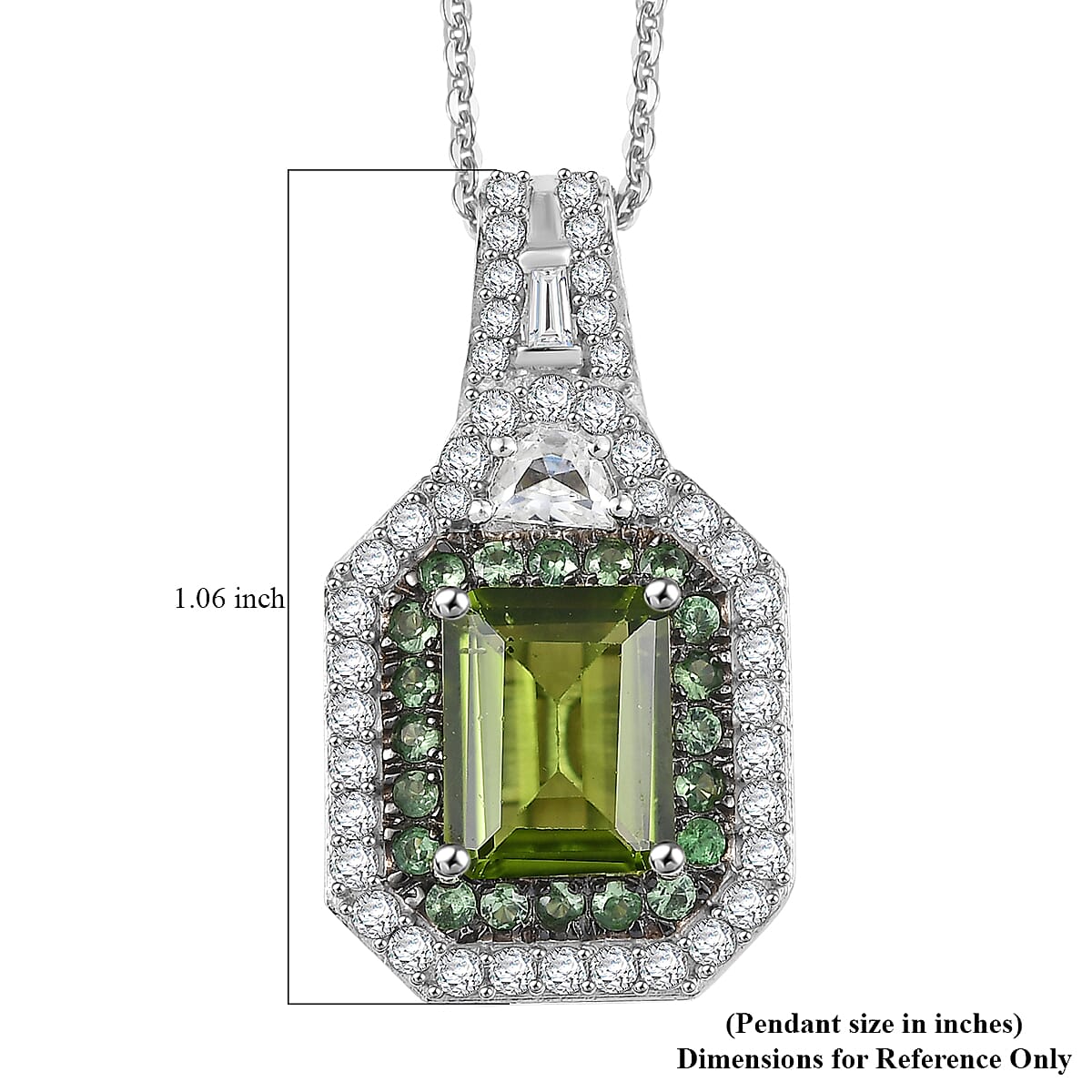 Hebei Peridot and Multi Gemstone 3.70 ctw Pendant Necklace in Rhodium Over Sterling Silver 20 Inches image number 6
