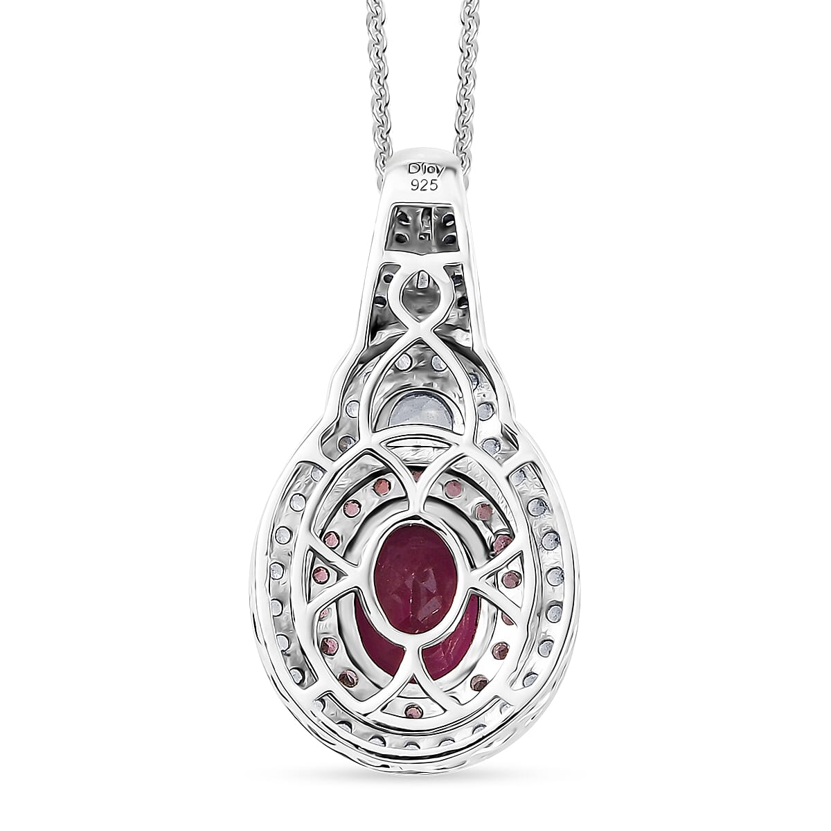 D'Joy Orissa Rhodolite Garnet and Multi Gemstone 3.50 ctw Pendant Necklace in Rhodium Over Sterling Silver 20 Inches image number 4