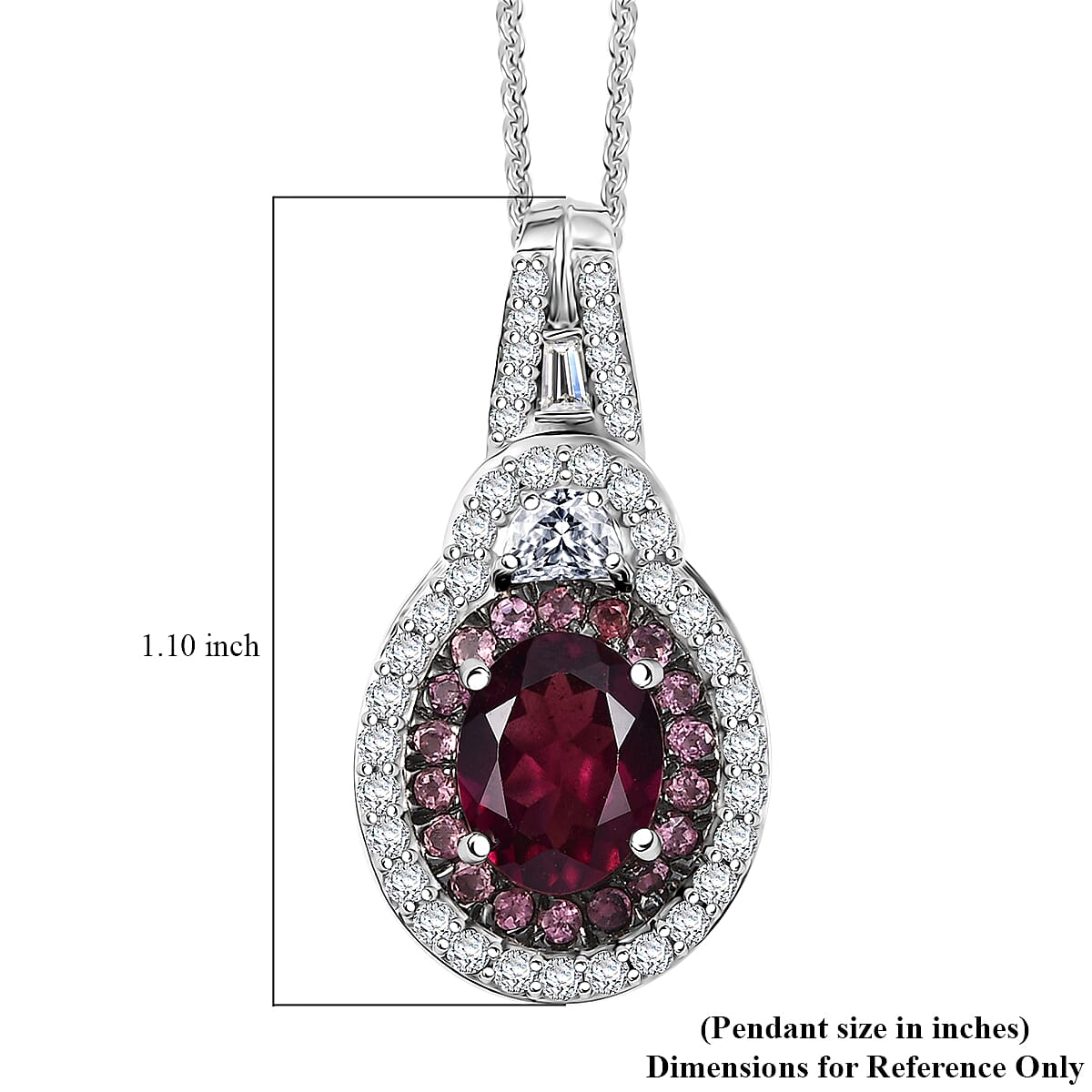 D'Joy Orissa Rhodolite Garnet and Multi Gemstone 3.50 ctw Pendant Necklace in Rhodium Over Sterling Silver 20 Inches image number 5