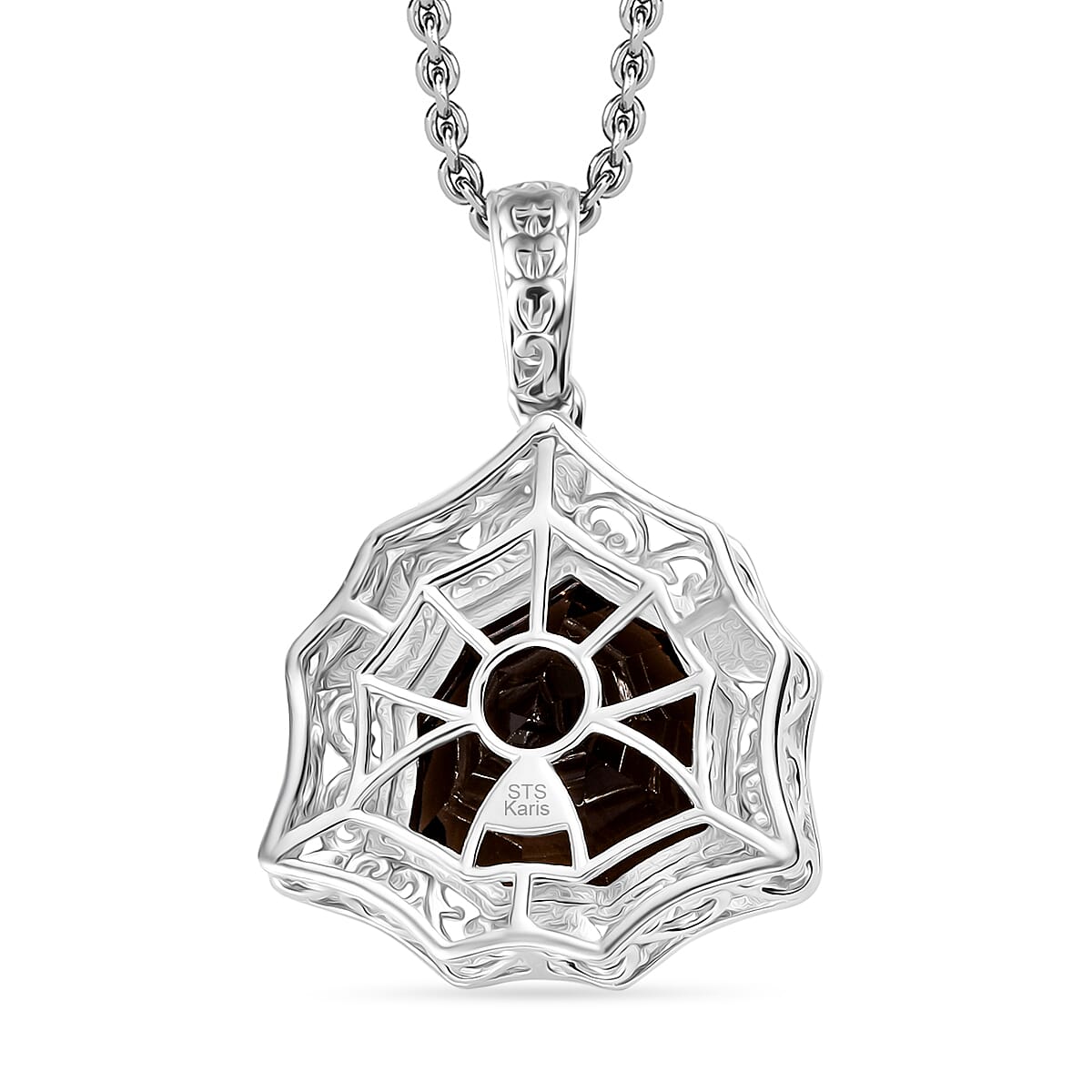 Karis Brazilian Smoky Quartz 10.50 ctw Pendant in Platinum Bond with Stainless Steel Necklace 20 Inches