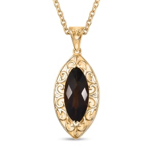 Karis Brazilian Smoky Quartz 2.90 ctw Pendant in 18K YG Plated with Stainless Steel Necklace 20 Inches