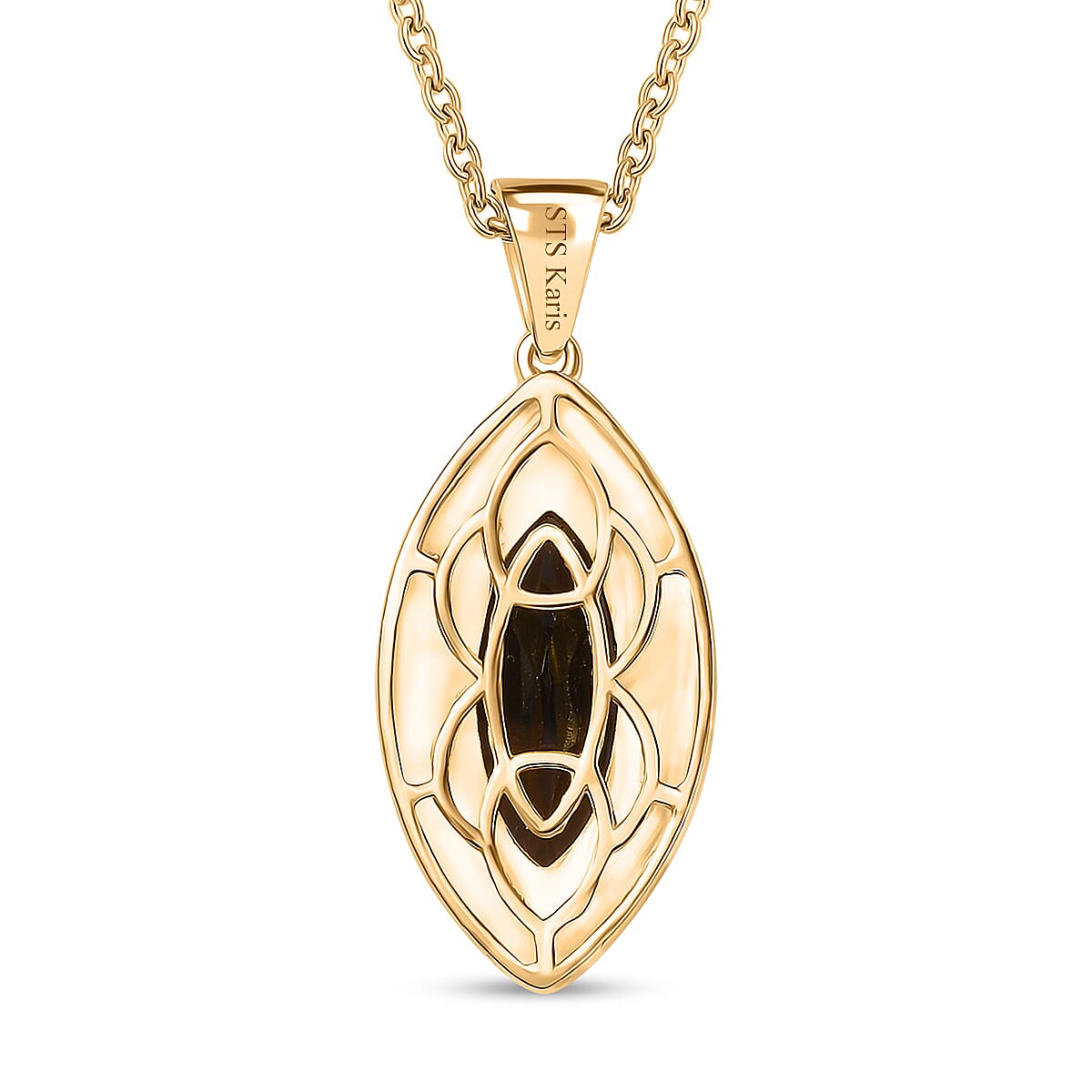 Karis Brazilian Smoky Quartz 2.90 ctw Pendant in 18K YG Plated with Stainless Steel Necklace 20 Inches