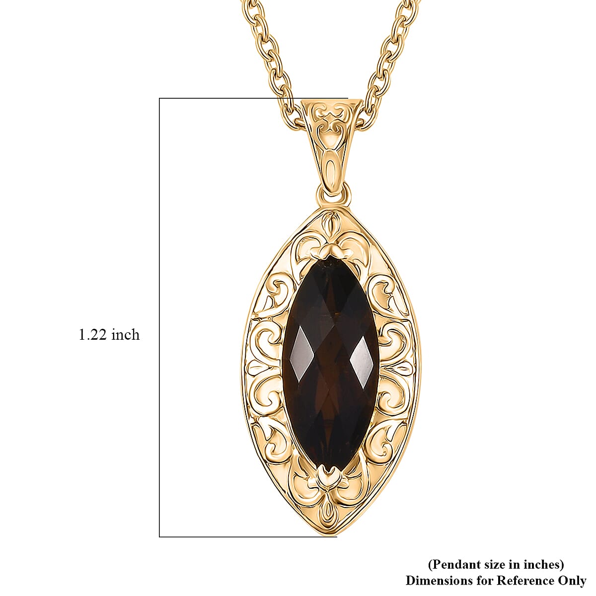 Karis Brazilian Smoky Quartz 2.90 ctw Pendant in 18K YG Plated with Stainless Steel Necklace 20 Inches