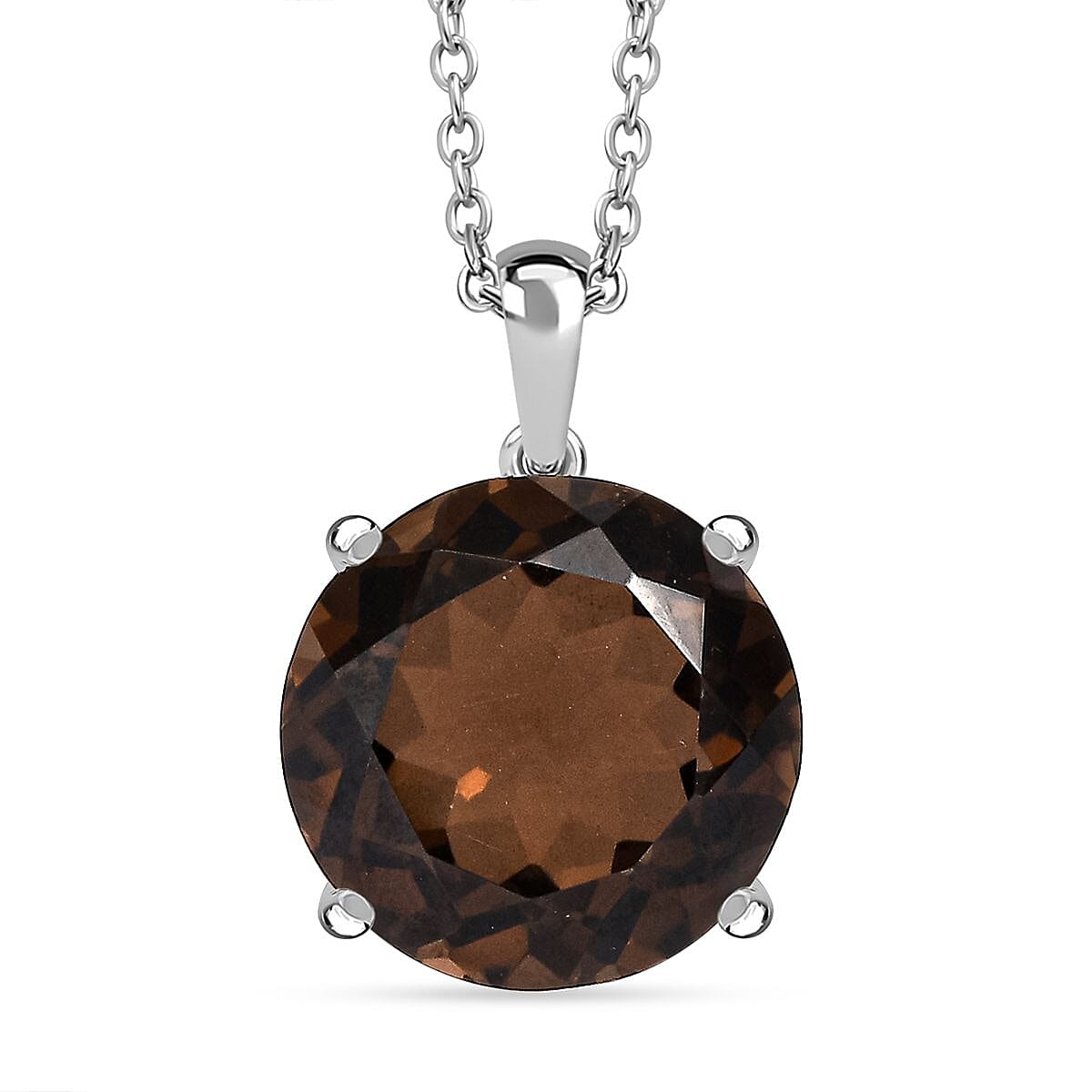 Brazilian Smoky Quartz 11.35 ctw Pendant Necklace in Stainless Steel 20 Inches image number 0