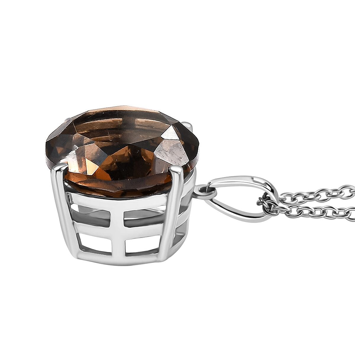 Brazilian Smoky Quartz 11.35 ctw Pendant Necklace in Stainless Steel 20 Inches image number 3