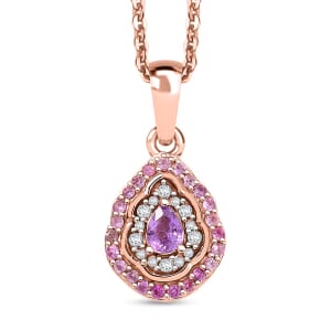 Premium Madagascar Purple Sapphire and Multi Gemstone 0.50 ctw Pendant Necklace in 18K Vermeil Rose Gold Over Sterling Silver 20 Inches